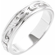 14K White 4 mm Floral Band Size 7
