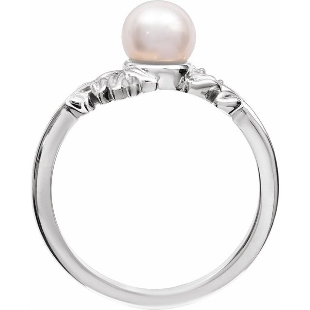 Sterling Silver Cultured White Akoya Pearl Ring