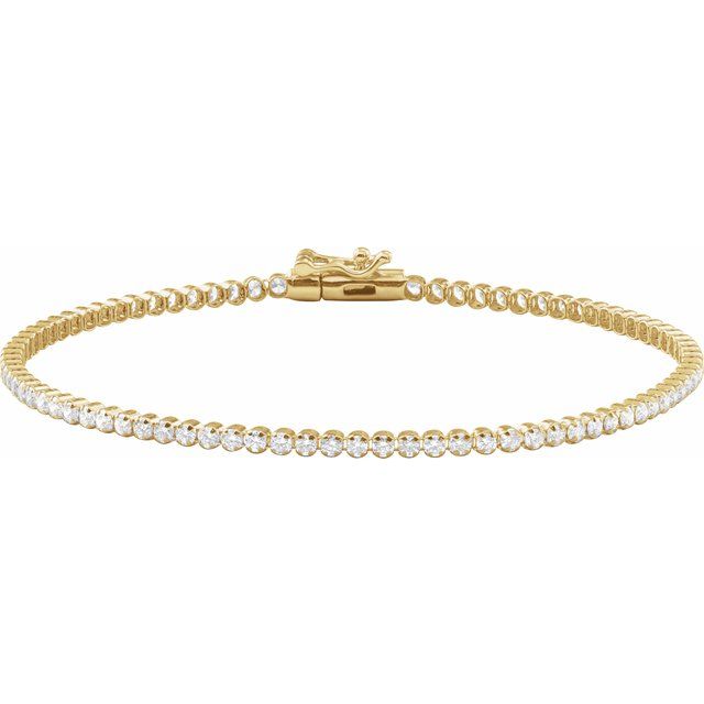14k Yellow 1 5/8 Ctw Natural Diamond Lightweight Line 7' Bracelet