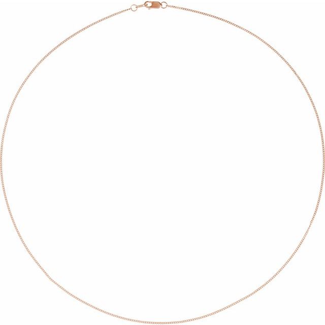 14K Rose 1 mm Diamond-Cut Curb 24' Chain