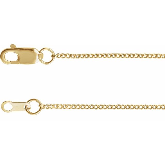 14K Yellow 1 mm Diamond-Cut Curb 7' Chain