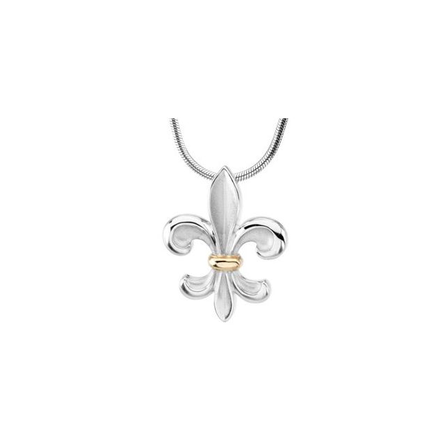 Sterling Silver & 14K Yellow Fleur-de-Lis 18' Necklace