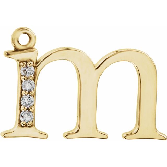 14k Yellow .02 Ctw Natural Diamond Lowercase Initial M Dangle