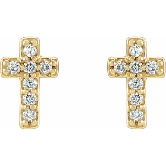 14k Yellow .06 Ctw Natural Diamond Cross Earrings