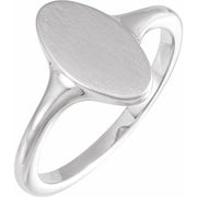 Sterling Silver 13x7 mm Oval Brushed Top Signet Ring