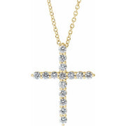 14K Yellow 1/2 CTW Natural Diamond Cross 16-18' Necklace
