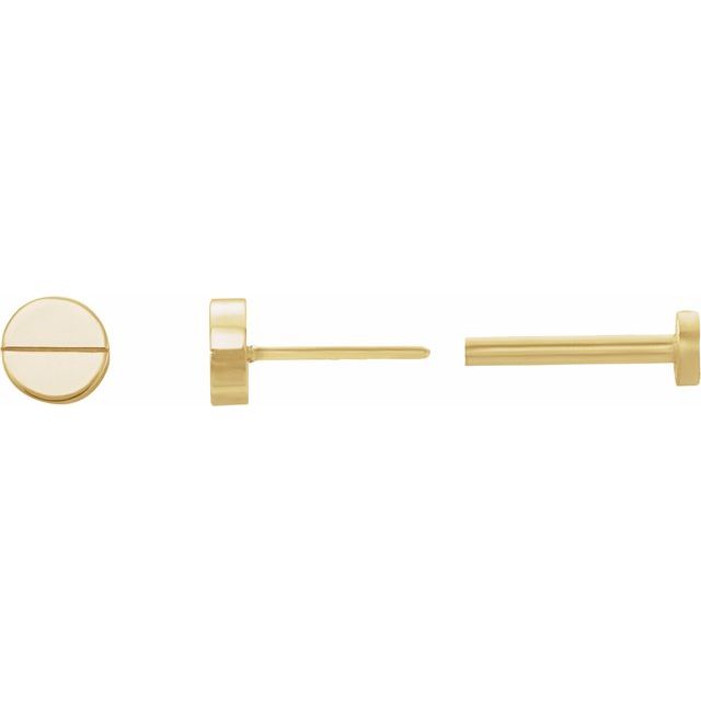 14K Yellow 4.9 mm Geometric 6 mm Press Fit Back Earrings