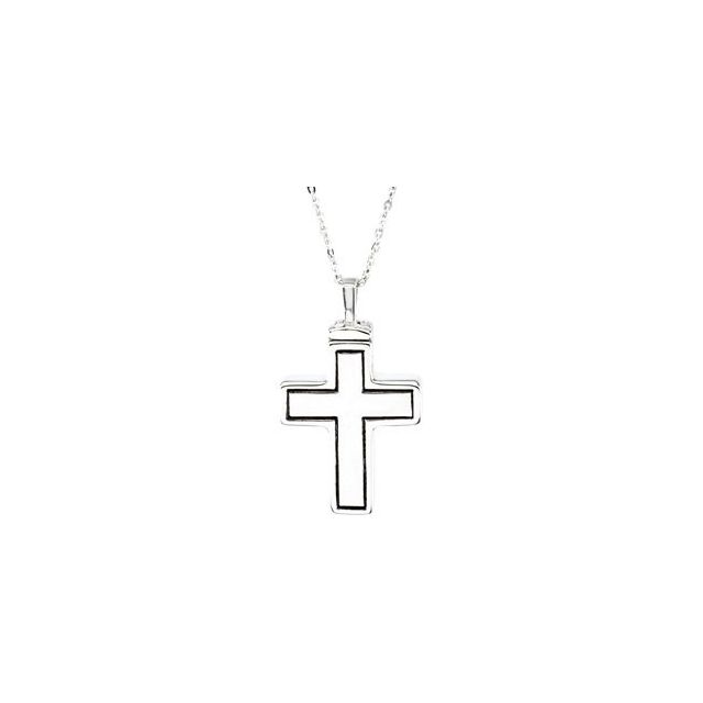Sterling Silver 26x16.5 mm Cross Ash Holder 18' Necklace