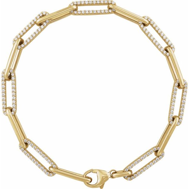 14K Yellow 1 CTW Natural Diamond Link 7' Bracelet