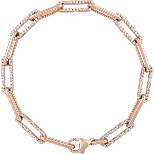 14k Rose 1 Ctw Natural Diamond Link 7' Bracelet