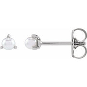 Sterling Silver 3.5 mm Cultured White Seed Pearl Earrings