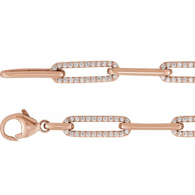14k Rose 1 Ctw Natural Diamond Link 7' Bracelet