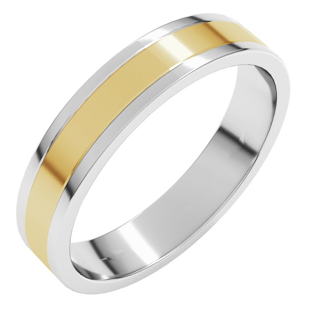 14K White/Yellow 4 mm Flat Band