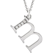 14K White .02 CTW Natural Diamond Lowercase Initial M 16' Necklace