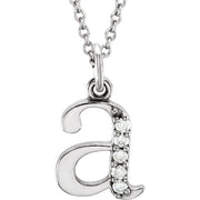 14K White .025 CTW Natural Diamond Lowercase Initial A 16' Necklace