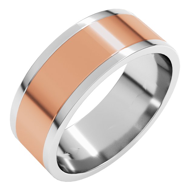 14K White/Rose 7 mm Flat Band