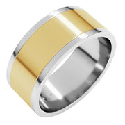 14K White/Yellow 8 mm Flat Band Size 10.5