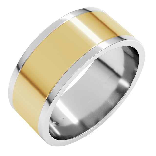 14K White/Yellow 8 mm Flat Band Size 10.5