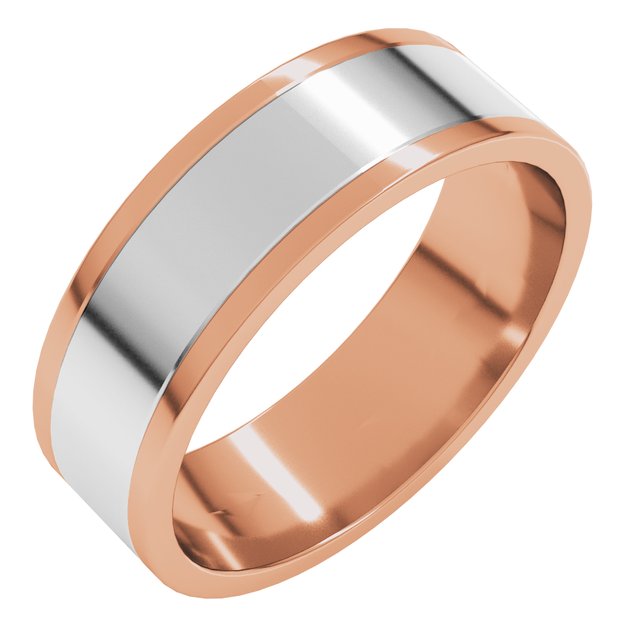 14K Rose/White 6 mm Flat Band