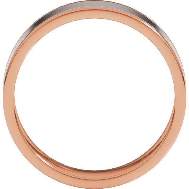14K Rose/White 6 mm Flat Band