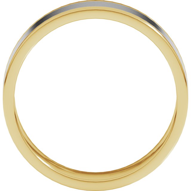 14k Yellow/white 6 Mm Stepped-edge Inlay Flat Band Size 10.5