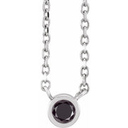 14K White 1/10 CT Natural Black Diamond 16-18' Necklace