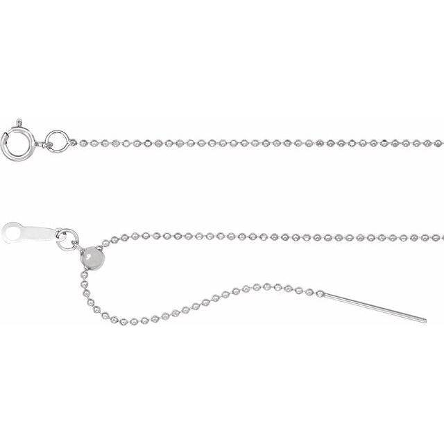Sterling Silver 1 mm Adjustable Threader Bead 16-22' Chain