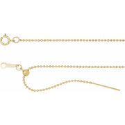 14K Yellow 1 mm Adjustable Threader Bead 16-22' Chain