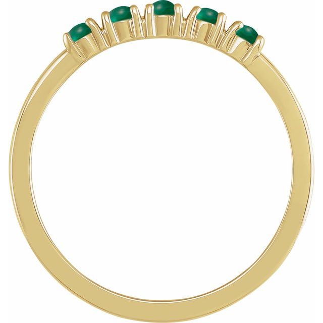 14K Yellow Natural Emerald Cabochon Stackable Ring