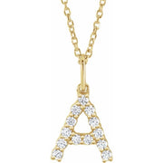 14K Yellow 1/5 CTW Lab-Grown Diamond Initial A 16-18' Necklace