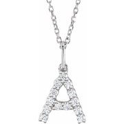 14K White 1/5 CTW Lab-Grown Diamond Initial A 16-18' Necklace