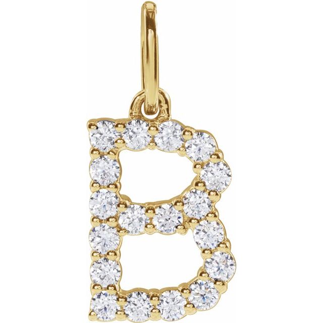 14k Yellow 1/4 Ctw Lab-grown Diamond Initial B Pendant