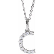 14K White 1/6 CTW Lab-Grown Diamond Initial C 16-18' Necklace