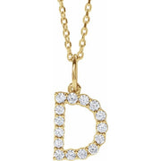 14K Yellow 1/4 CTW Lab-Grown Diamond Initial D 16-18' Necklace