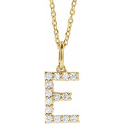 14K Yellow 1/5 CTW Lab-Grown Diamond Initial E 16-18' Necklace