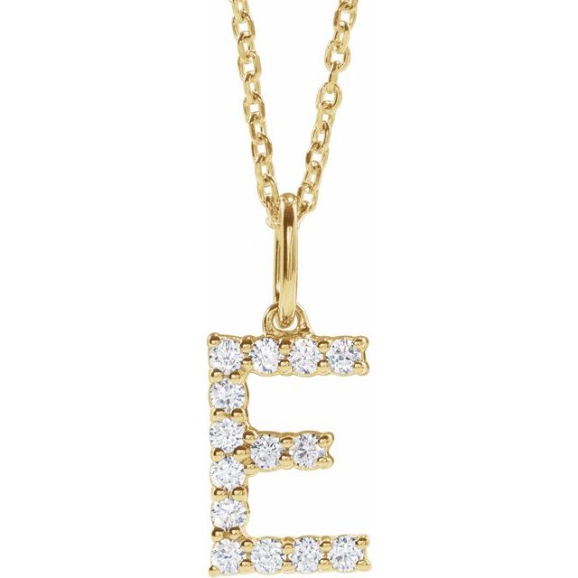 14K Yellow 1/5 CTW Lab-Grown Diamond Initial E 16-18' Necklace