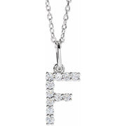 14K White 1/6 CTW Lab-Grown Diamond Initial F 16-18' Necklace