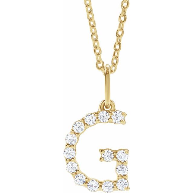 14K Yellow 1/5 CTW Lab-Grown Diamond Initial G 16-18' Necklace