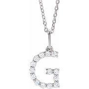 14K White 1/5 CTW Lab-Grown Diamond Initial G 16-18' Necklace