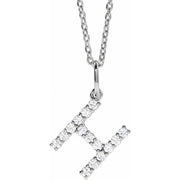 14K White 1/5 CTW Lab-Grown Diamond Initial H 16-18' Necklace
