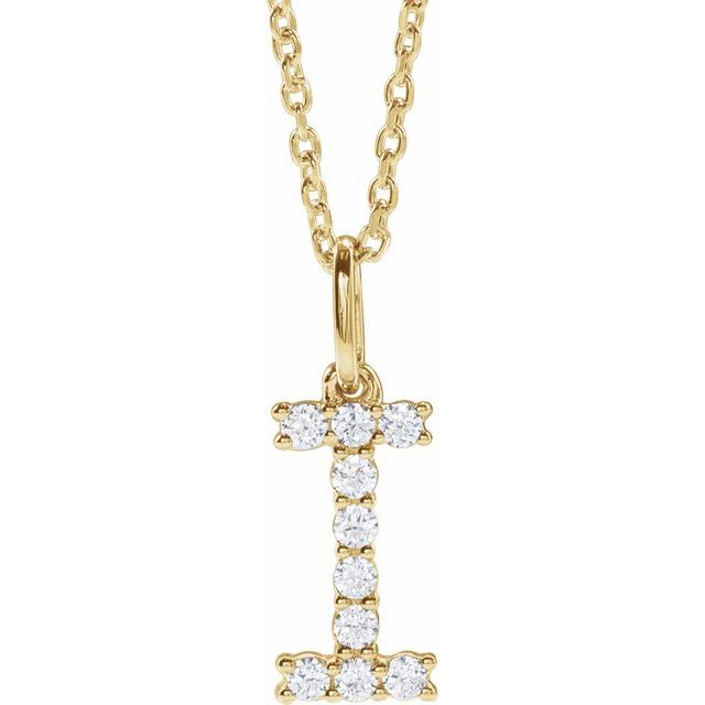 14K Yellow 1/6 CTW Lab-Grown Diamond Initial I 16-18' Necklace