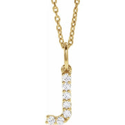 14K Yellow 1/8 CTW Lab-Grown Diamond Initial J 16-18' Necklace