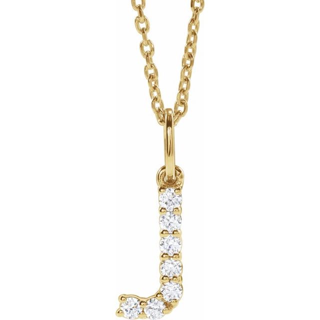 14K Yellow 1/8 CTW Lab-Grown Diamond Initial J 16-18' Necklace