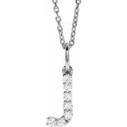 14K White 1/8 CTW Lab-Grown Diamond Initial J 16-18' Necklace