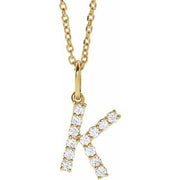 14K Yellow 1/5 CTW Lab-Grown Diamond Initial K 16-18' Necklace