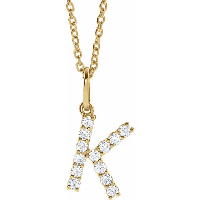 14K Yellow 1/5 CTW Lab-Grown Diamond Initial K 16-18' Necklace