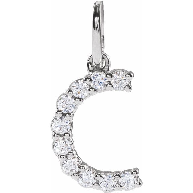 14K White 1/6 CTW Lab-Grown Diamond Initial C Pendant