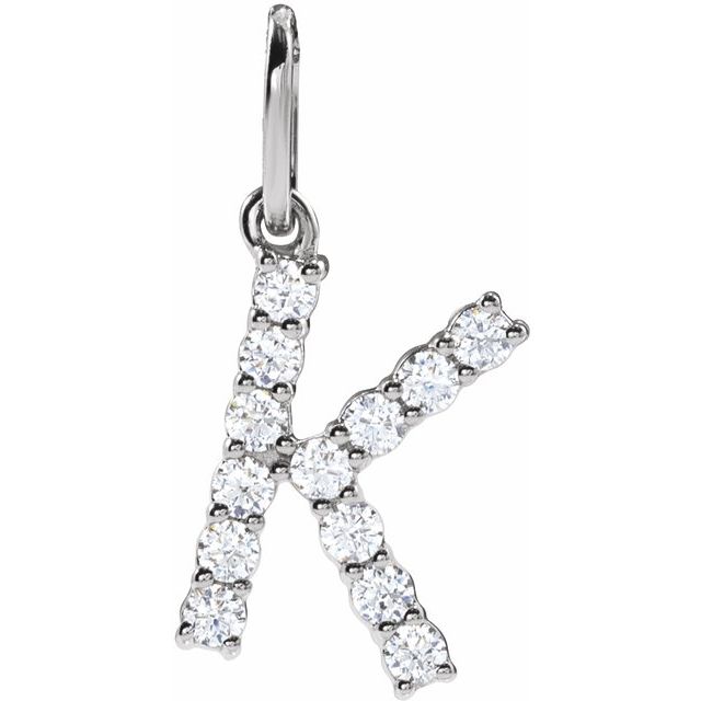14K White 1/5 CTW Lab-Grown Diamond Initial K Pendant