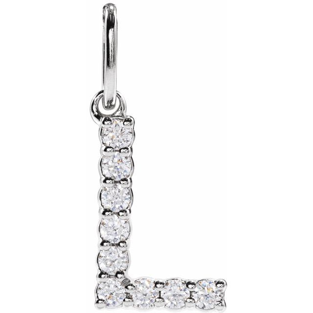 14k White 1/8 Ctw Lab-grown Diamond Initial L Pendant