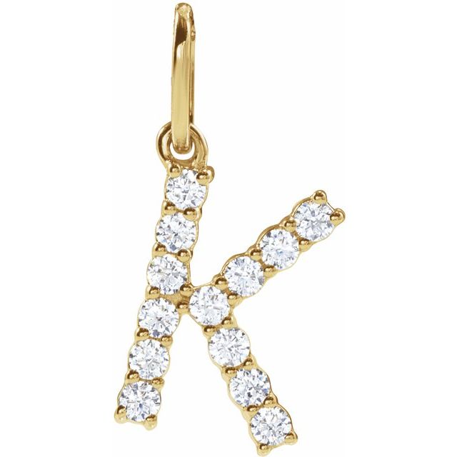 14K Yellow 1/5 CTW Lab-Grown Diamond Initial K Pendant